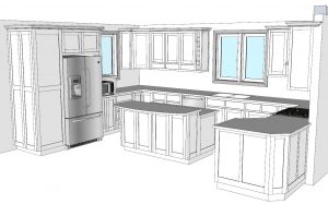 CabWriter Comprehensive Kitchen in Face Frame Style and NW Perspective View.